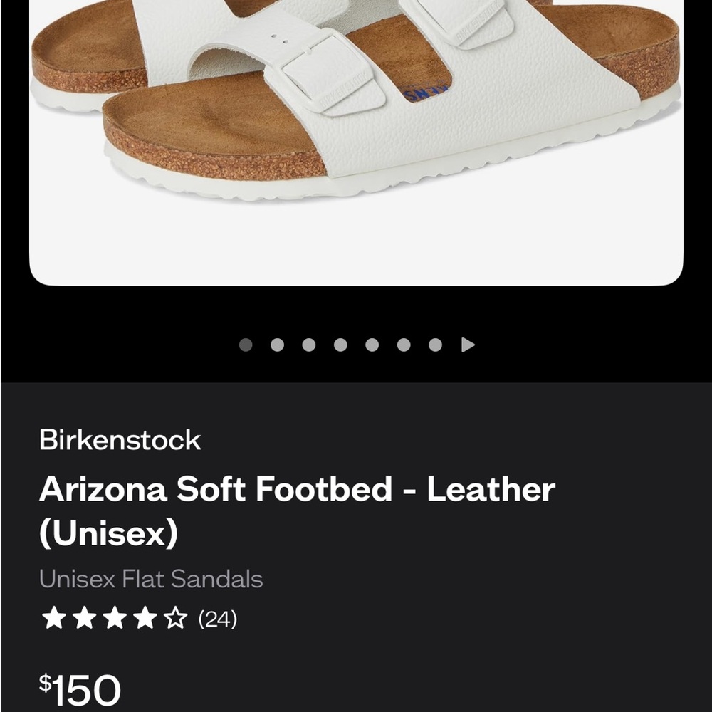 Birkenstock Arizona White Leather Sandals 38 N Brand New!